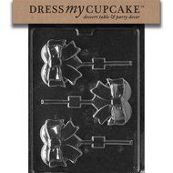 Dress My Cupcake Chocolate Candy Mold, Heart with Bow Lollipop, Valentine's Day