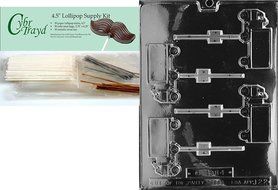 Cybrtrayd 45St50-J022 Truck Lolly Jobs Chocolate Candy Mold with 50 Lollipop Sticks, 4.5-Inch N8