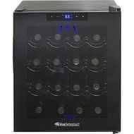 Wine Enthusiast, Digital Touch Screen Wine Cellar, Silent 16-bottle Capacity, Black Trim with 3 Removable Shelves N4