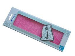 FOUR-C Embossed Silicone Mat Heart Lace Mould Fondant Cake Decor Pad Color Pink N3