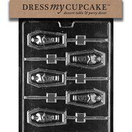 Dress My Cupcake DMCH045 Chocolate Candy Mold, Casket Lollipop, Halloween