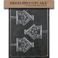 Dress My Cupcake Chocolate Candy Mold, Gingerbread House Lollipop, Christmas