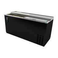 Bottle Cooler, 65‐1/2", (2) sliding lids, (890) 12 oz can or (360) 12 oz bottle capacity, analog thermostat, Asber...