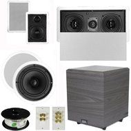 Theater Solutions 5.1 Home Theater 4 Speakers Set with Center 10" Powered Sub and More TS5W6CL51SET4