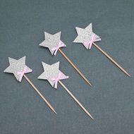 Whitelotous 10pcs Star Cake Inserted Card Decor Dessert Muffin Cupcake Toppers for Picnic Wedding Baby Shower... N8