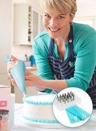 Sorbus Cake Decorating Set&mdash;Includes 24 Stainless Steel Tips, Silicone Reusable Piping pastry bag, 2 Reusable Couplers... N3
