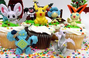 POKEMON GO 18 Piece Themed Birthday Cupcake Topper Set Featuring 12 RANDOM Pokemon Characters and Decorative Themed... N8