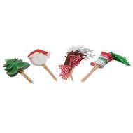 Pack of 24 Christmas Cake Toppers Picks Santa Claus Tree Deer Sock Home Party Decor N4