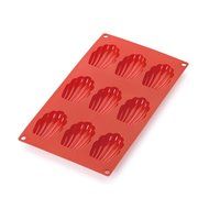 Lekue 9 Cavities Madeleines Multi Cavity Baking Mold, Red