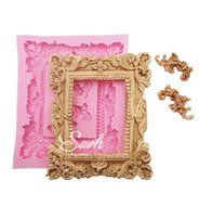 Anyana Large Mirror Frame Scroll Fondant Cake Silicone Mould Chocolate Sugarcraft Retro