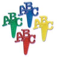 Dress My Cupcake DMC41A-18 12-Pack ABC Pick Decorative Cake Topper, School, Assorted