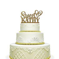 Personalized Sweet 16 Cake Topper with Heart For Birthday Glitter Gold N2