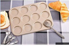 Astra shop Fancy Champane 12-Cup Carbon Steel Nonstick Whoopie Pie Pan Cake Baking Pan Macaroon Mold N7