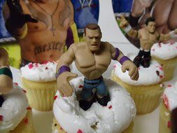 WWE 13 Piece Wrestler Rumblers Wrestling Birthday CUPCAKE Cake Topper Set Featuring 10 RANDOM WWE Rumbler Figures... N3