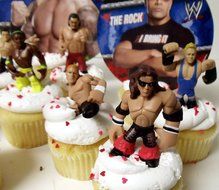 WWE 13 Piece Wrestler Rumblers Wrestling Birthday CUPCAKE Cake Topper Set Featuring 10 RANDOM WWE Rumbler Figures... N5