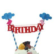 Hangnuo 1 Set DIY Cake Toppers Flags Banner Birthday Cake Flags Decoration N21