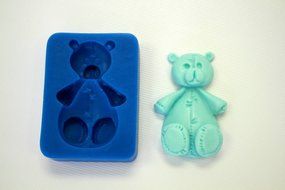 FABRIC TEDDY BEAR SILICONE MOLD FOR FONDANT, GUM PASTE, CHOCOLATE, HARD CANDY, FIMO, CLAY, SOAPS