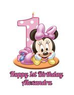 Minnie Mouse Girl&#039;s 1st Birthday Edible Image Photo Cake Topper Sheet Personalized Custom Customized Birthday...