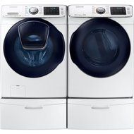 Bundle: White Samsung 5 Cu Ft Front Load Washer with Add Wash and 7.5 Cu Ft ELECTRIC Dryer Laundry Set with Pedestals...