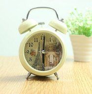 Surborder Shop Creative Twin Bell Analog Alarm Clock Battery Operated - Loud Alarm Clock Rural style Beige N2