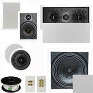 Theater Solutions 5.1 Home Theater 6.5" Speaker Set with Center, 10" Passive Sub More TS65CWL51SET10