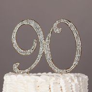 90 Cake Topper for 90th Birthday Rhinestone Number Party Supplies &amp; Decoration Ideas (Gold) N5
