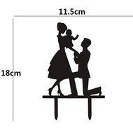 Ecape Acrylic Family Cake Toppers Wedding Cake Toppers Groom Kiss and Hug Bride with Little Girl Black Pack of 1 N13