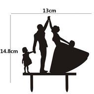 Ecape Acrylic Family Cake Toppers Wedding Cake Toppers Groom Kiss and Hug Bride with Little Girl Black Pack of 1 N15