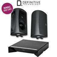 Definitive Technology W Amp Amplifier + AW 5500 All-Weather Outdoor Speakers Bundle (Pair, Black)