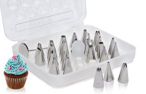 Best Cake Decorating Kit by Baking Partners - White - Professional 26 Piece Numbered Piping Tip Set - Comes With... N3