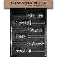 Dress My Cupcake Chocolate Candy Mold, X-Mas Pretzel Top Assorted, Christmas