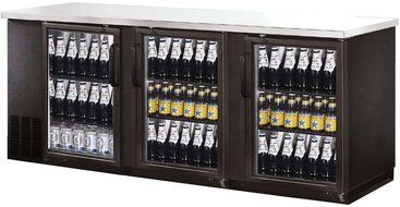 UBB-4G 27" Depth 90" Three Glass Door Back Bar Cooler