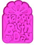 Pavoni FRT161 Platinum Silicone Happy Birthday Cake Mould, Pink