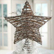 Factory Direct Craft Sparkling Natural Grapevine Star Tree Topper for Holiday Decor N3