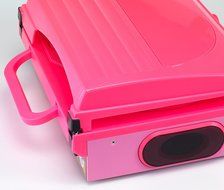 Steepletone ST-9008B Record Player 3 Speed 1980's Style Portable Battery Operated with Mains Adapter (NEON PINK) N2