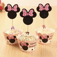 Winrase&reg; Set of 12 Chic Batman Mouth Kids Birthday Party Decoration Paper Cupcake Liner Wrap Wrappers with Toppers... N8