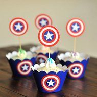 Winrase&reg; Set of 12 Chic Batman Mouth Kids Birthday Party Decoration Paper Cupcake Liner Wrap Wrappers with Toppers... N15
