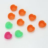 New 10pc Heart Shape Silicone Chocolate Candy Cup Cake Baking Molds Dessert Tool N4