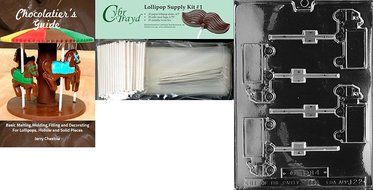 Cybrtrayd 45St50-J022 Truck Lolly Jobs Chocolate Candy Mold with 50 Lollipop Sticks, 4.5-Inch N10