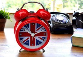 Surborder Shop Creative Twin Bell Analog Alarm Clock Battery Operated - Loud Alarm Clock Flag Style Red