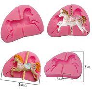 Rainbow Love Carousel Horse Silicone Fondant Mold Cake Decorating Chocolate Baking Mould (Type2) N3