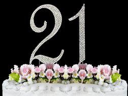 Rhinestone Cake Topper Number 21