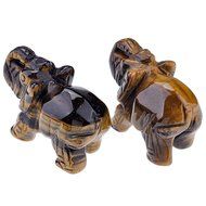 JOVIVI Natural Rose Quartz/Aventurine/Tiger Eye/Opalite Carved Gemstones Elephant Figurine 2&#039;&#039; Room Decoration... N8