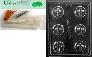 Cybrtrayd R073 Cookie with Cross Chocolate Candy Mold with Exclusive Cybrtrayd Copyrighted Chocolate Molding Instructions... N3