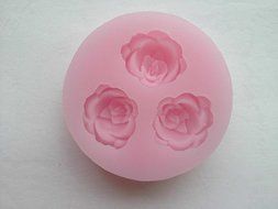 Funshowcase Tiny 3 Holes Blooming Rose Candy Silicone Mold for Fondant Cake Decoration, Cupcake Topper, Polymer... N2