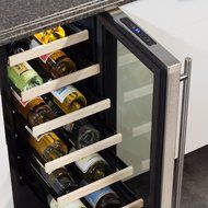 Marvel 30WCM-BS-G-R 15-Inch Wide Under Counter Wine Cellar Black Cabinet Glass and Stainless Steel Door N3