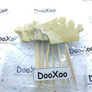 DOOXOO Crown Cupcake Toppers Gold First Birthday Party Party Cake Toppers Gold glitter Cupcake Toppers Birthday...