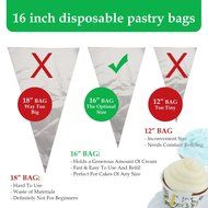 100 Premium Clear Disposable 16" Pastry Bags for Piping, Icing and Frosting, In a Dispenser Box, With a Gift of... N6