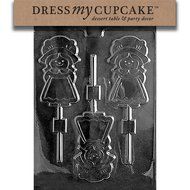 Dress My Cupcake DMCT027 Chocolate Candy Mold, Girl Pilgrim Lollipop, Thanksgiving
