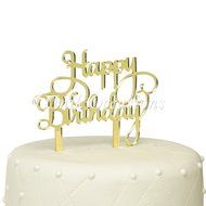 Unik Occasions Happy Birthday Acrylic Cake Topper (Gold Glitter) N6